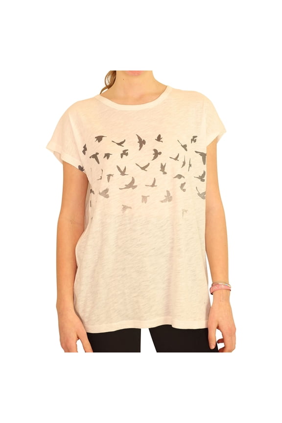 P.J. Salvage Womens Flying Birds Pajama Sleep T-shirt, Off-White, Small