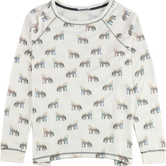P.J. Salvage Womens Foxes In Scarves Pajama Sweater, White, Medium