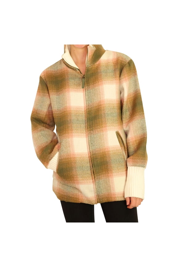 P.J. Salvage Womens Full Zip Plaid Jacket, Multicoloured, Small