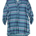 thumbnail image 1 of P.J. Salvage Womens Geometric Button Down Blouse, Multicoloured, Medium, 1 of 2