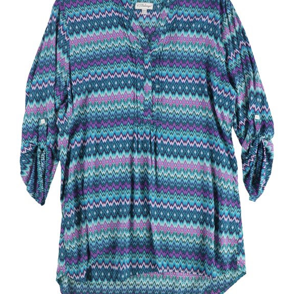 P.J. Salvage Womens Geometric Button Down Blouse, Multicoloured, Medium
