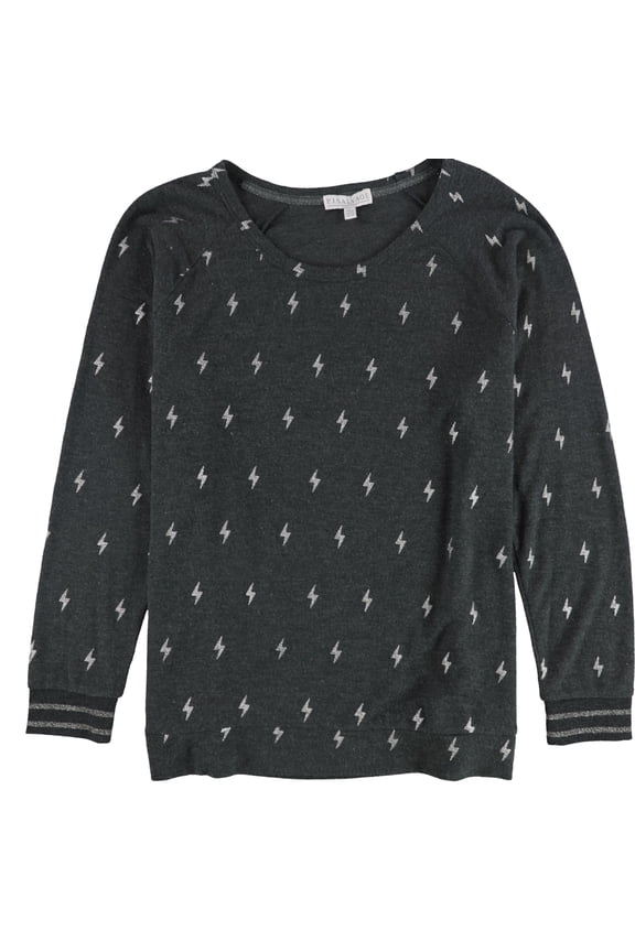 P.J. Salvage Womens Glitter Lighting Bolts Pajama Sweater, Grey, Plus Size, 1X