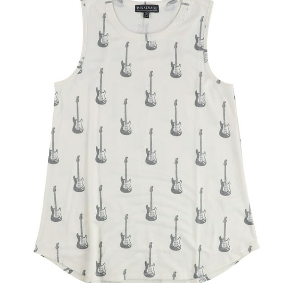 P.J. Salvage Womens Guitars Pajama Sleep Tank Top, Beige, Medium