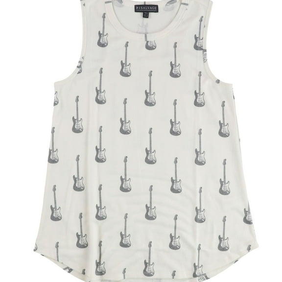 P.J. Salvage Womens Guitars Pajama Sleep Tank Top, Beige, Small