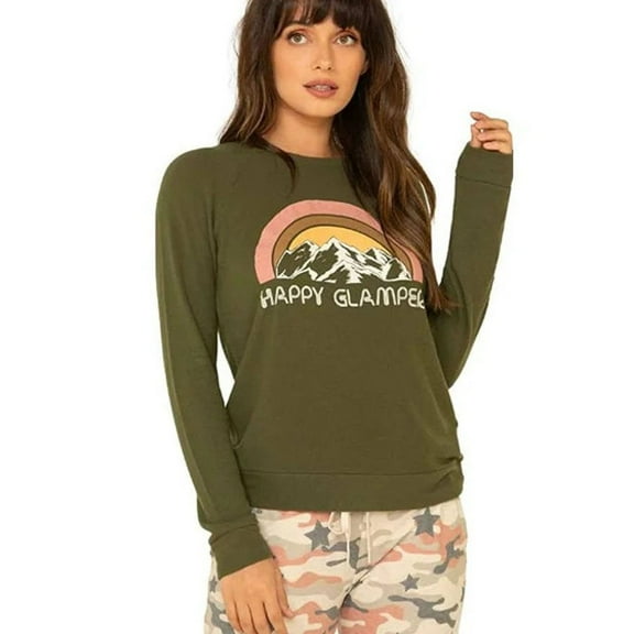 P.J. Salvage Womens Happy Glamper Pajama Sweater, Green, Medium