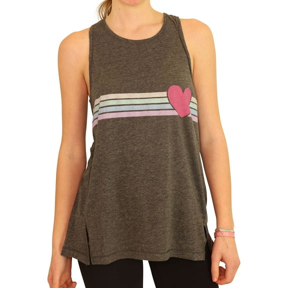 P.J. Salvage Womens Heart N Stripes Pajama Sleep Tank Top, Grey, Small