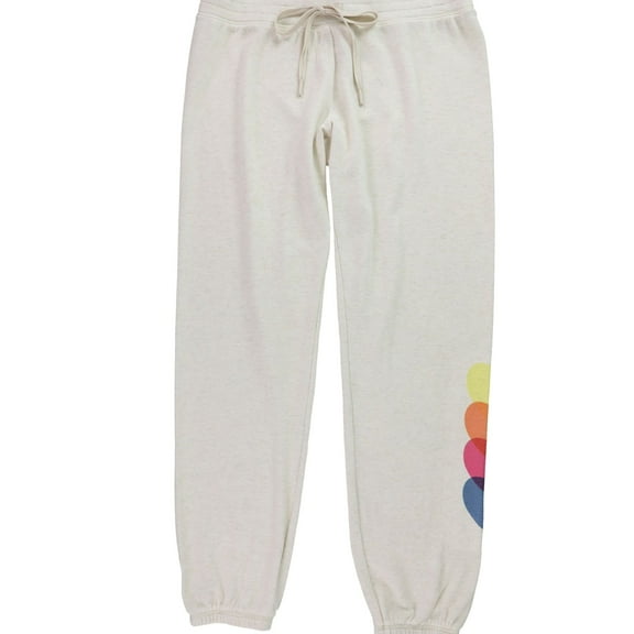 P.J. Salvage Womens Hearts On Left Leg Pajama Jogger Pants, Beige, Medium