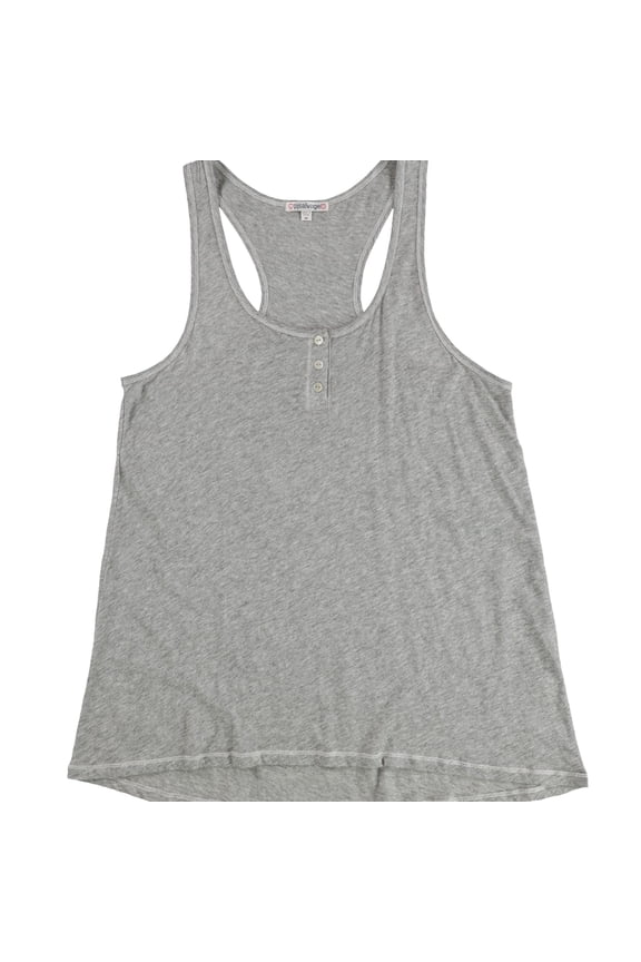 P.J. Salvage Womens Heathered Henley Pajama Sleep Tank Top, Grey, Medium