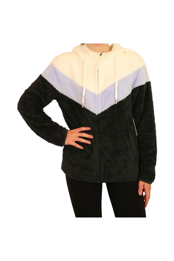 P.J. Salvage Womens Hooded Faux Fur Sweater Jacket, Blue, Small