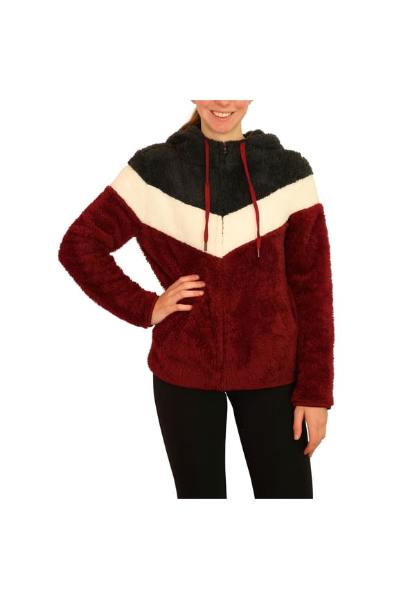 P.J. Salvage Womens Hooded Faux Fur Sweater Jacket, Red, Medium