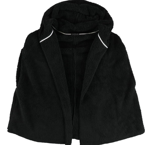 P.J. Salvage Womens Hooded Fleece Outerwear Vest, Black, Small