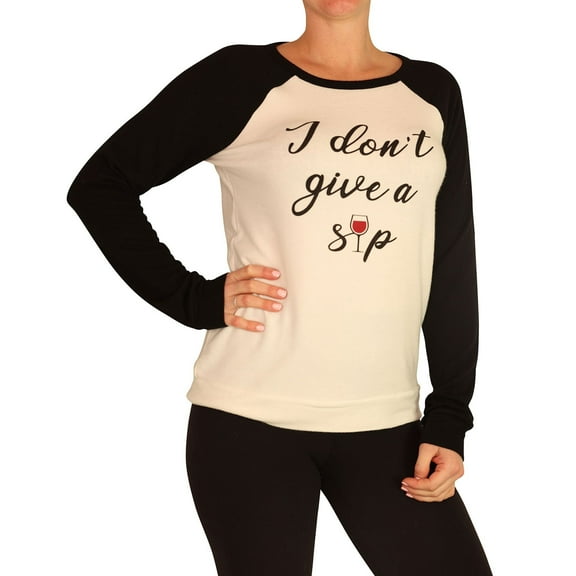 P.J. Salvage Womens I Don't Give A Sip Pajama Sweater, Off-White, Medium