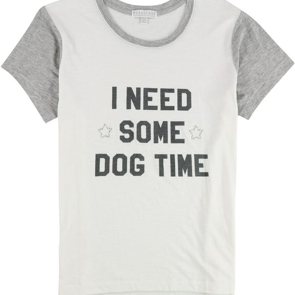 P.J. Salvage Womens I Need Some Dog Time Pajama Sleep T-shirt, Off-White, Small