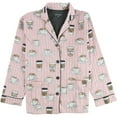 thumbnail image 1 of P.J. Salvage Womens Insert Coffee To Begin Button Down Pajama Tops, Pink, Small, 1 of 2