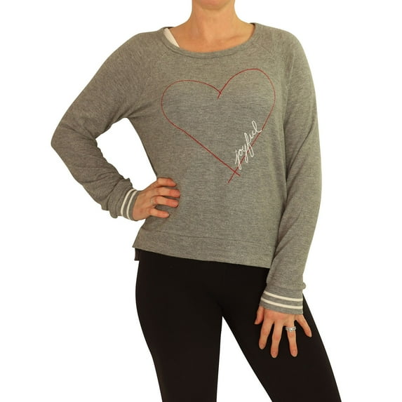 P.J. Salvage Womens Joyful In Heart Pajama Sweater, Grey, Medium