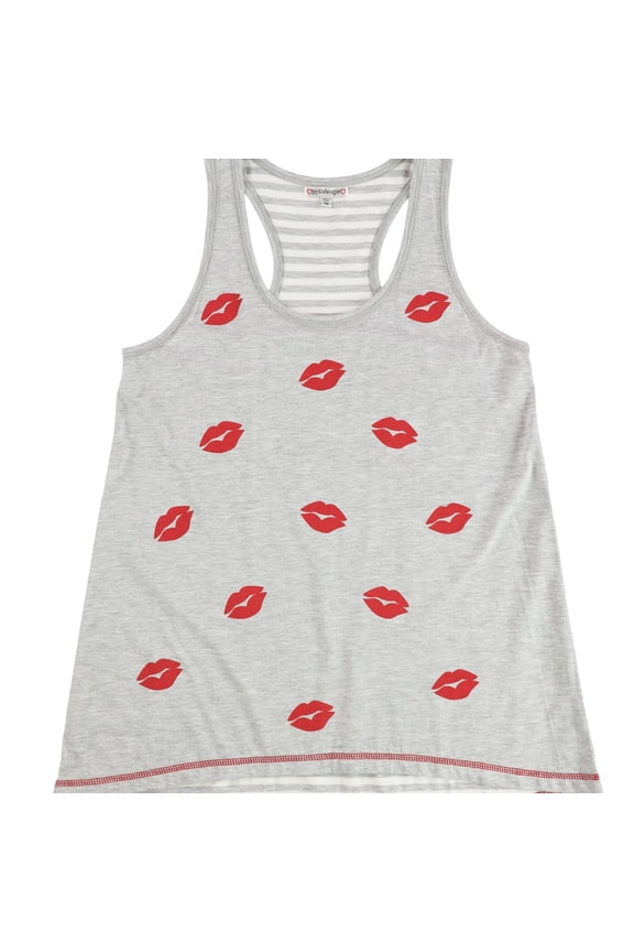 P.J. Salvage Womens Kisses Pajama Sleep Tank Top, Grey, Medium