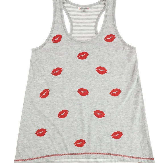 P.J. Salvage Womens Kisses Pajama Sleep Tank Top, Grey, Medium