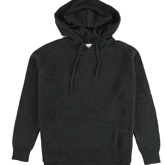 P.J. Salvage Womens Knitted Hoodie Pullover Sweater, Grey, Medium