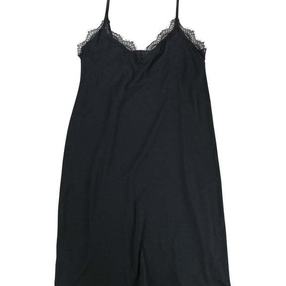 P.J. Salvage Womens Lace Detail Pajama Night Gown, Black, Small