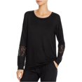 thumbnail image 1 of P.J. Salvage Womens Lace-Detail Pajama Sweater, Black, Medium, 1 of 3