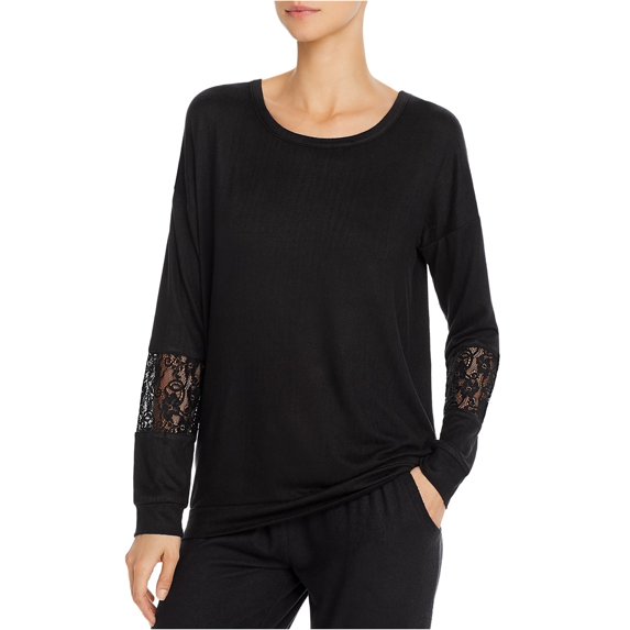 P.J. Salvage Womens Lace-Detail Pajama Sweater, Black, Medium