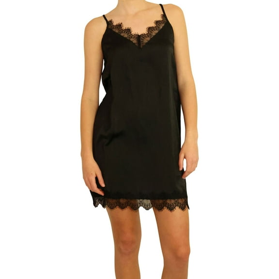 P.J. Salvage Womens Lace Pajama Night Gown, Black, Small