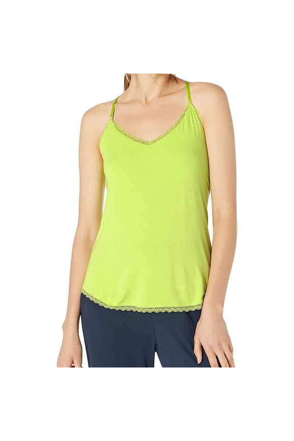 P.J. Salvage Womens Lace Trim Pajama Sleep Cami Tank Top, Green, X-Small
