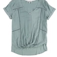 thumbnail image 1 of P.J. Salvage Womens Lattice Detail Button Down Blouse, Green, Medium, 1 of 2