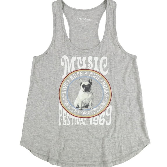 P.J. Salvage Womens Live,Ruff,&Roll Pajama Sleep Tank Top, Grey, Small