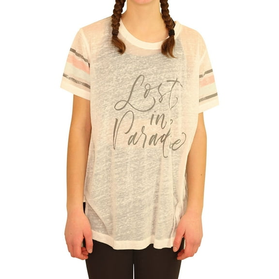 P.J. Salvage Womens Lost In Paradise Pajama Sleep T-shirt, Off-White, Small