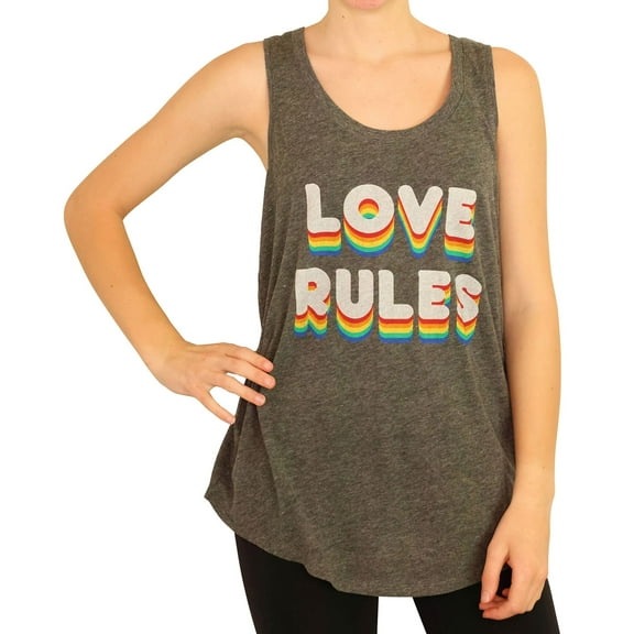 P.J. Salvage Womens Love Rules Pajama Sleep Tank Top, Grey, Medium