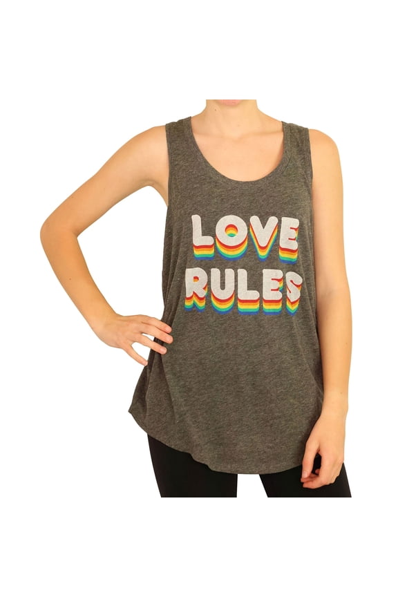 P.J. Salvage Womens Love Rules Pajama Sleep Tank Top, Grey, Small