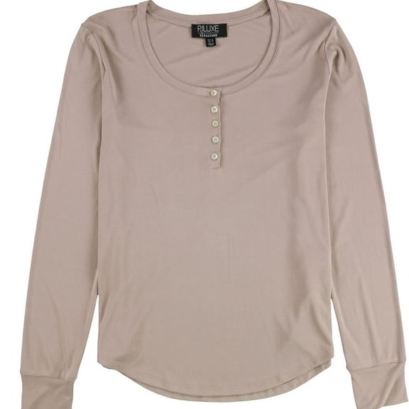 P.J. Salvage Womens Luxe Henley Pajama Sleep T-shirt, Brown, Small