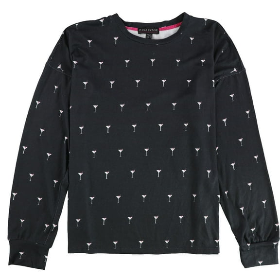 P.J. Salvage Womens Martini Pattern Pajama Sleep T-shirt, Black, Small