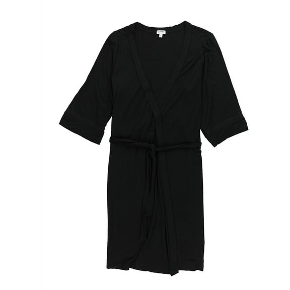 P.J. Salvage Womens Mesh Detail Robe, Black, Medium