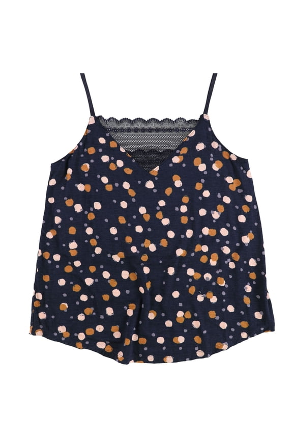 P.J. Salvage Womens Mesh Inserts Pajama Sleep Cami Tank Top, Blue, Small