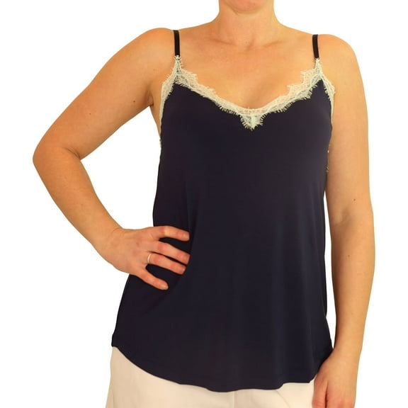 P.J. Salvage Womens Morning Sunshine Lace Pajama Sleep Cami Tank Top, Blue, Small