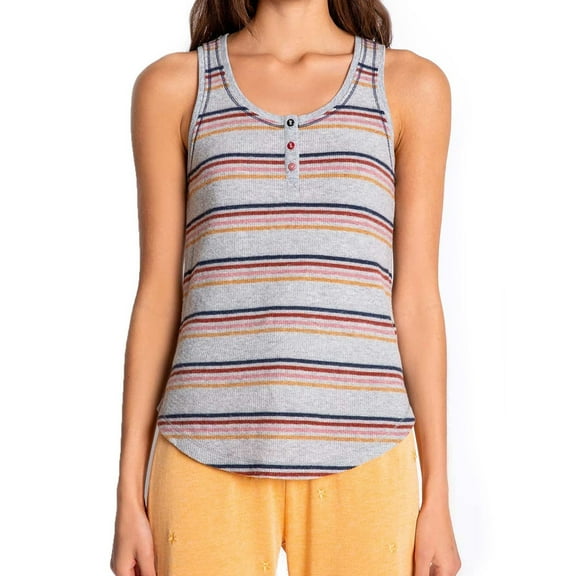 P.J. Salvage Womens Multi Color Stripes Pajama Sleep Tank Top, Grey, XX-Large