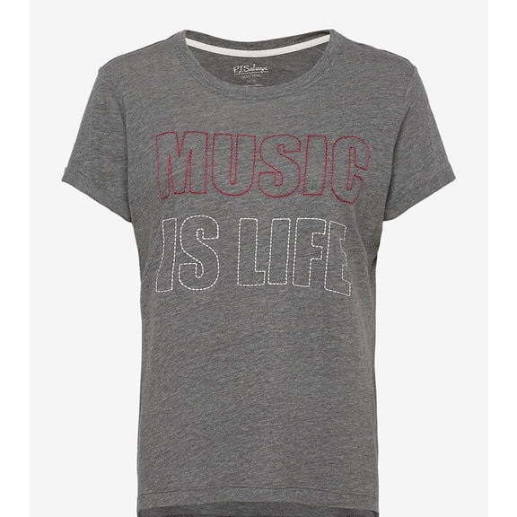 P.J. Salvage Womens Music Is Life Pajama Sleep T-shirt, Grey, Small