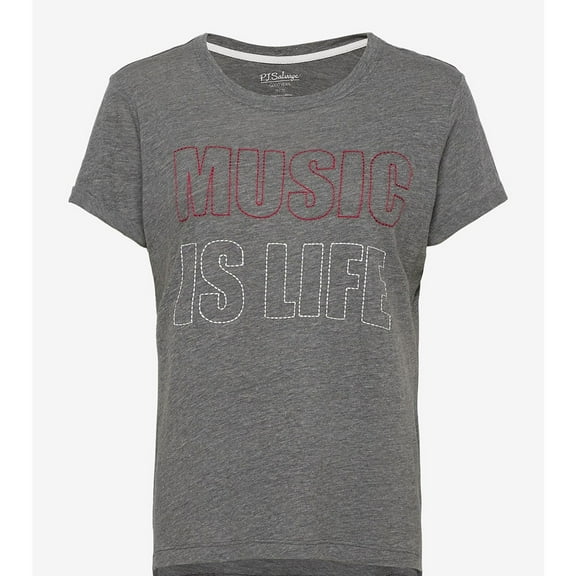 P.J. Salvage Womens Music Is Life Pajama Sleep T-shirt, Grey, Small