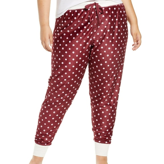 P.J. Salvage Womens Oh My Velor Pajama Jogger Pants, Red, Plus Size, 1X