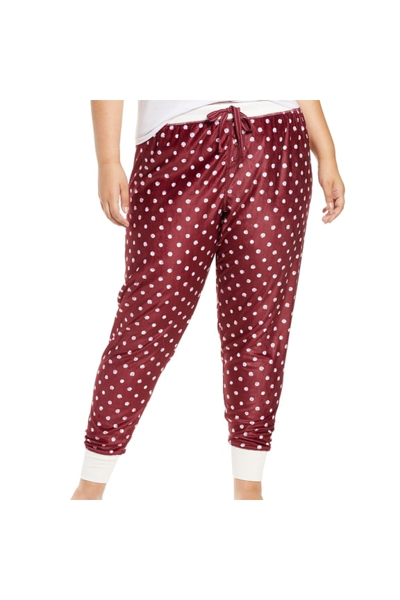 P.J. Salvage Womens Oh My Velor Pajama Jogger Pants, Red, Plus Size, 1X