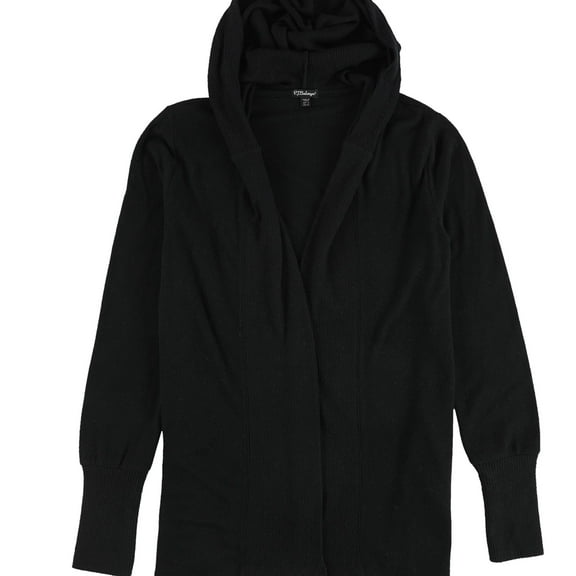 P.J. Salvage Womens Open Front Hooded Sweater, Black, Small