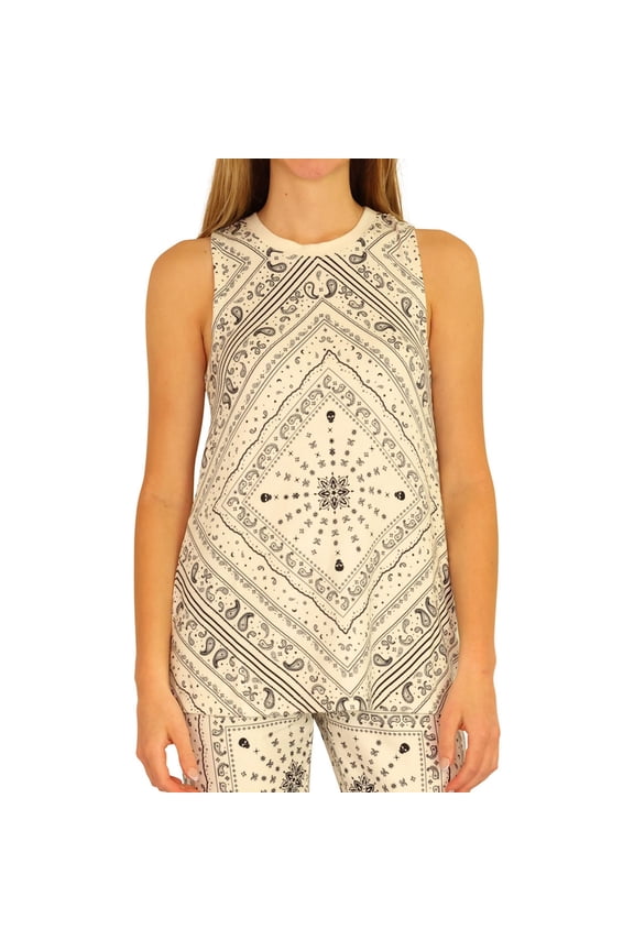 P.J. Salvage Womens Paisley And Skulls Pajama Sleep Tank Top, Black, Small