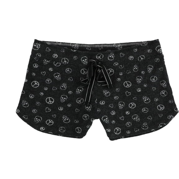 P.J. Salvage Womens Peace And Love Pajama Shorts, Black, Small