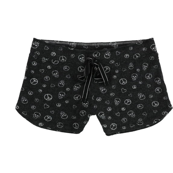 P.J. Salvage Womens Peace And Love Pajama Shorts, Black, Small