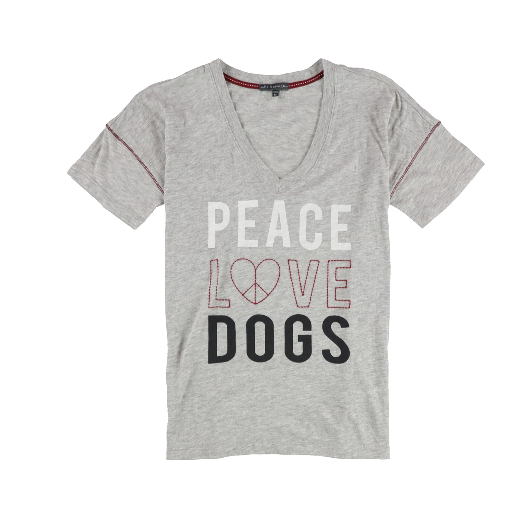 P.J. Salvage Womens Peace Love Dogs Pajama Sleep T shirt Grey