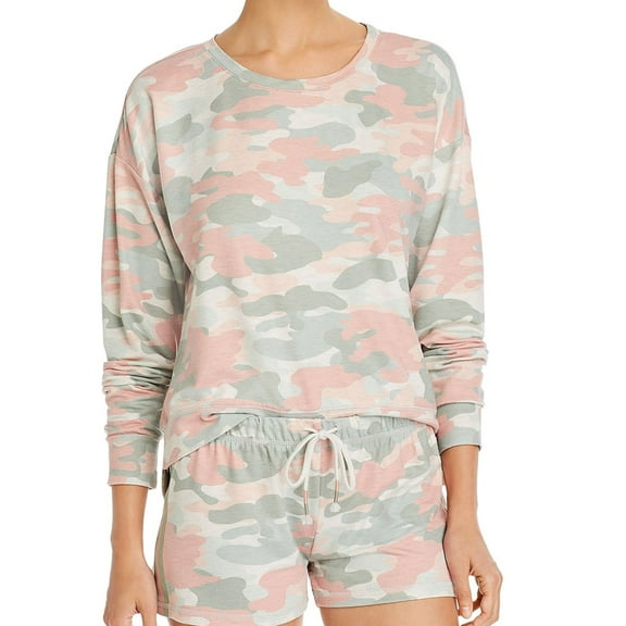 P.J. Salvage Womens Peachy Camo Thermal Pajama Shirt, Beige, Small