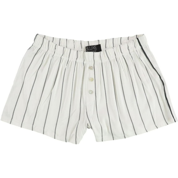 P.J. Salvage Womens Pin Striped Pajama Shorts, White, Medium