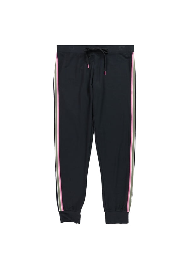 P.J. Salvage Womens Pink,Green Stripe Pajama Jogger Pants, Grey, Medium